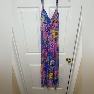 Multi color halter maxi dress